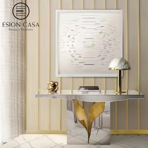 Hallway Entryway Gold White Consoles
