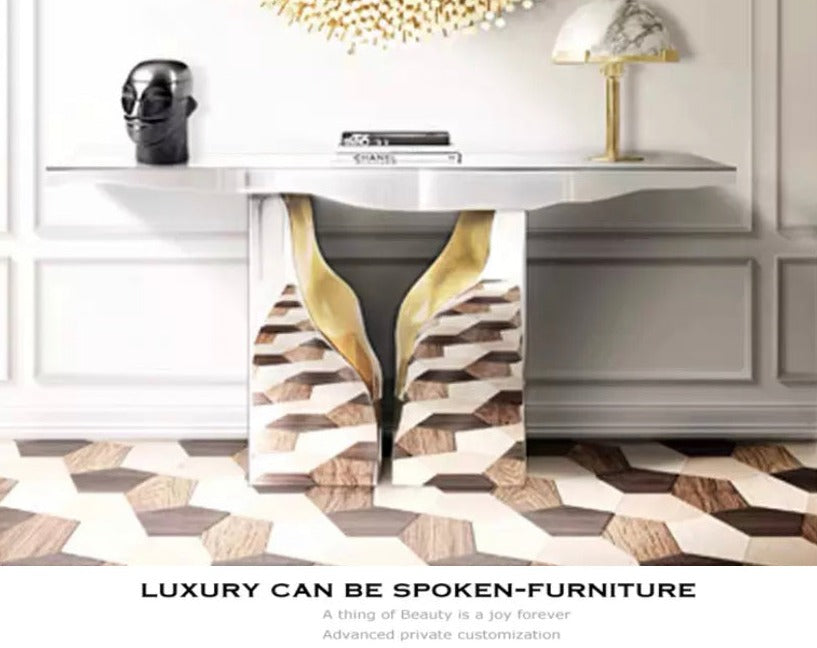 Hallway Entryway Gold White Consoles