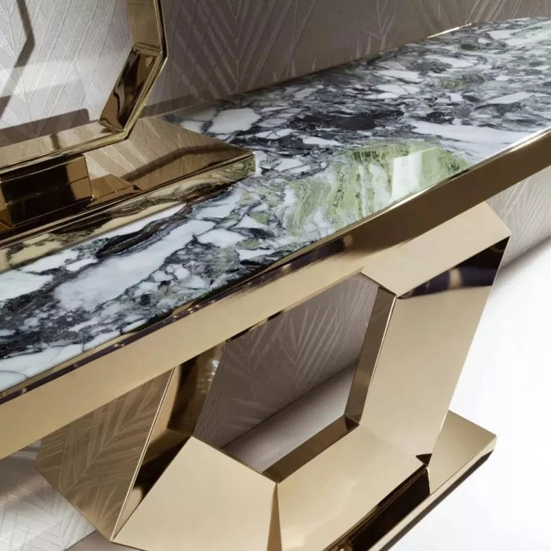 Console Luxury Indoor Furniture Golden Hallway Table With Mirror