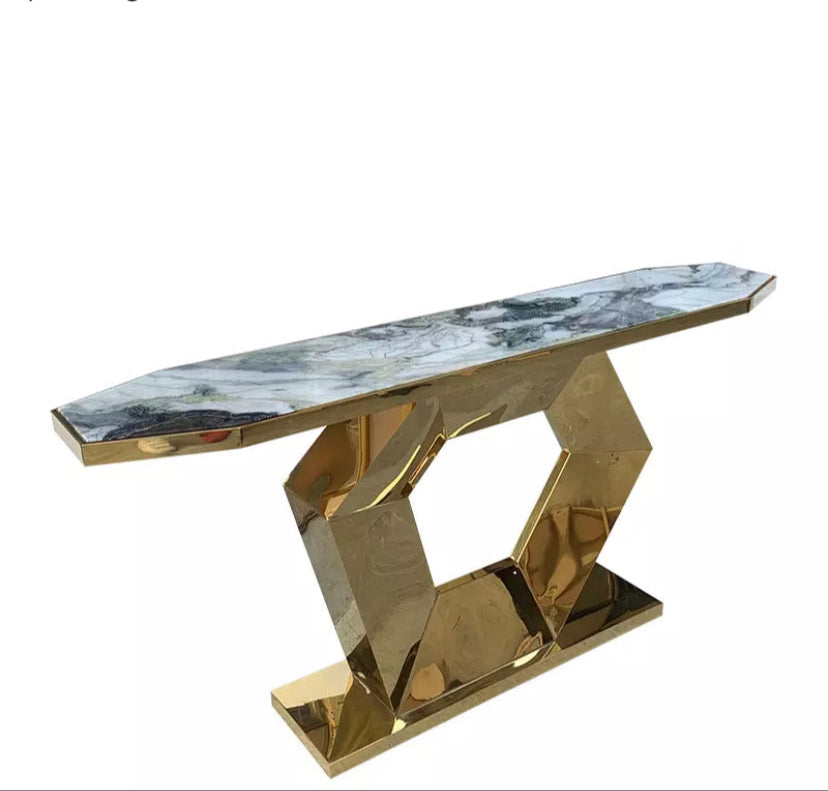 Console Luxury Indoor Furniture Golden Hallway Table With Mirror