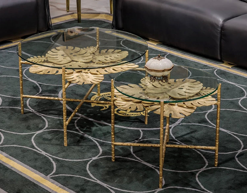 Coffee Table Leaf Metal Luxury Cavalli Brass End Luxury Center Table