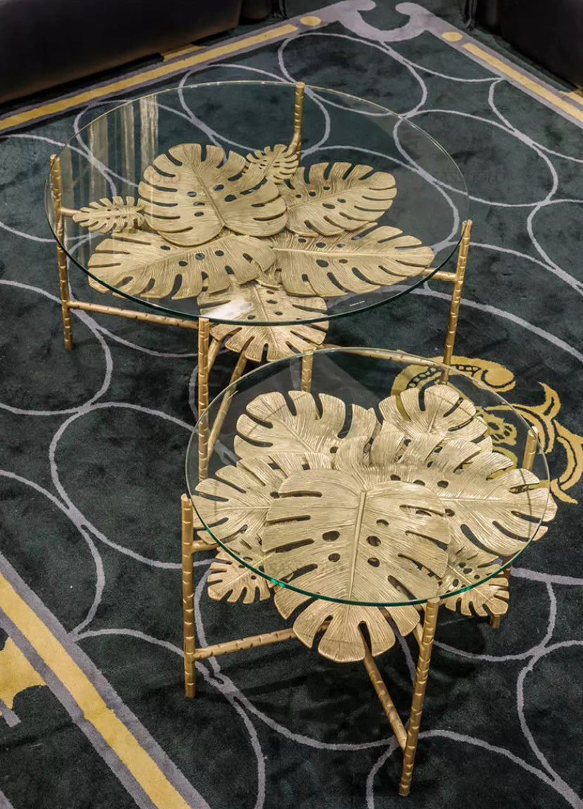 Coffee Table Leaf Metal Luxury Cavalli Brass End Luxury Center Table