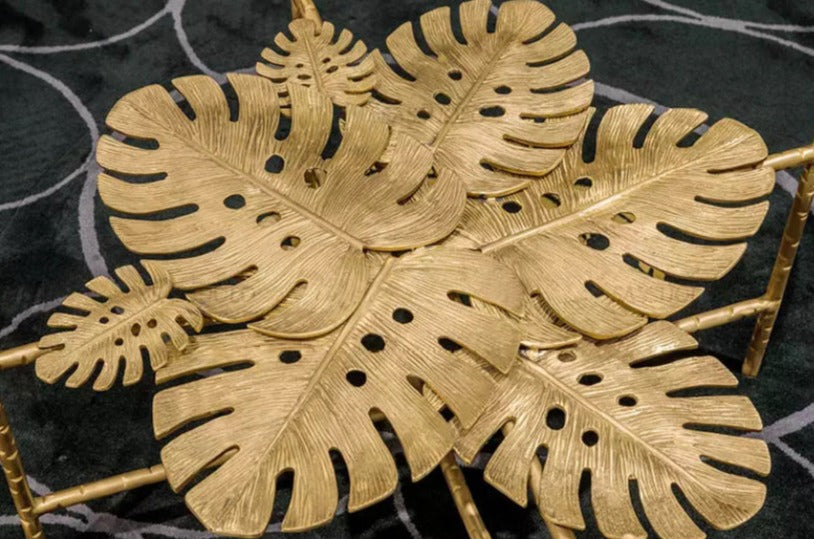 Coffee Table Leaf Metal Luxury Cavalli Brass End Luxury Center Table
