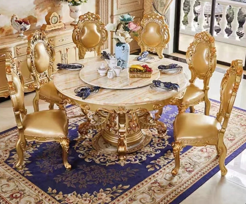 Royal French Baroque Golden Foil Dining Chair - Customizable