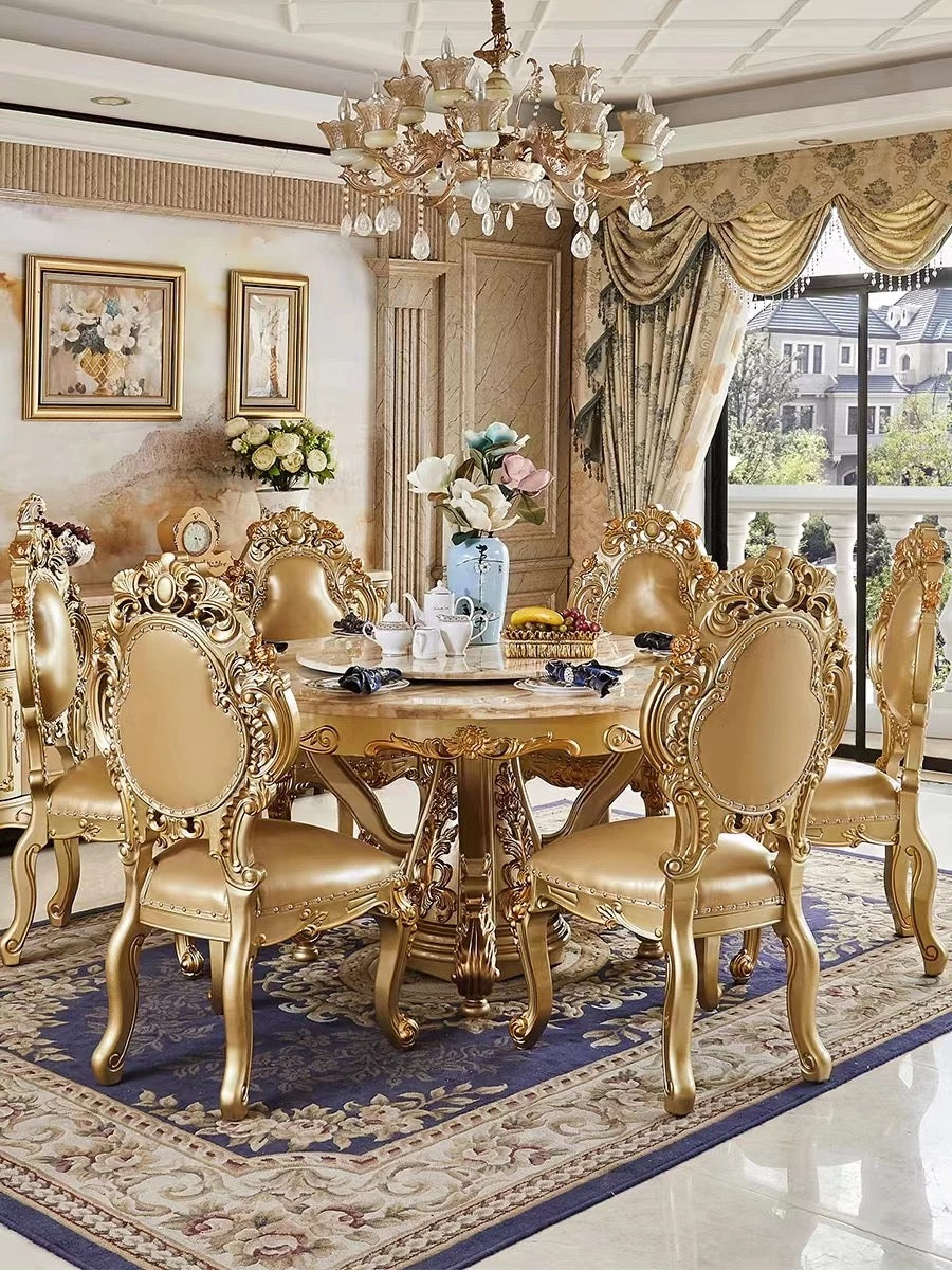 Royal French Baroque Golden Foil Dining Chair - Customizable