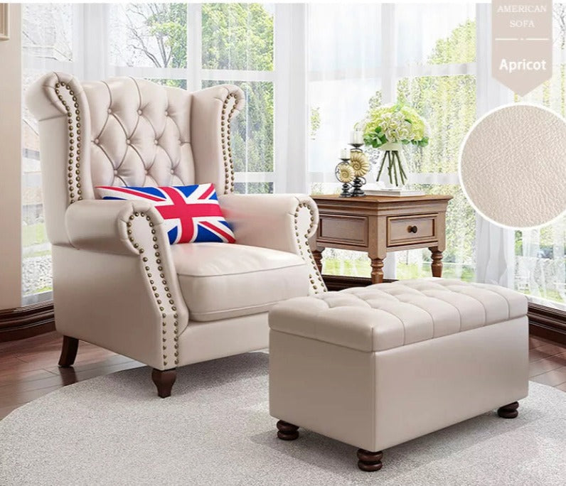 Winter's Chesterfield High Back Chair, Leather Fabric Lounge Sessel