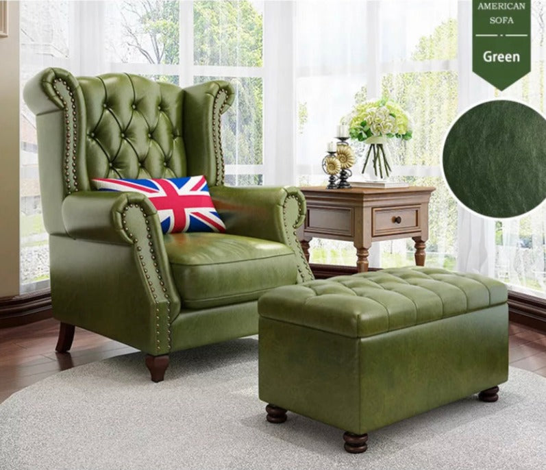 Winter's Chesterfield High Back Chair, Leather Fabric Lounge Sessel
