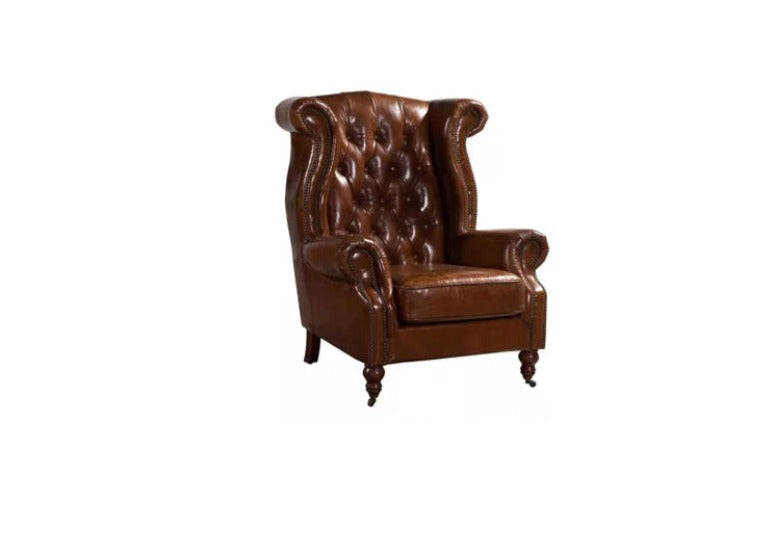 Vintage Chesterfield Wingback Chair -Office, Club, Leather, Customizable