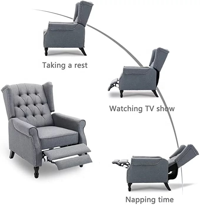Elizabeth Tufted Fabric Chesterfield Armchair, Modern Recliner Sofa Chair