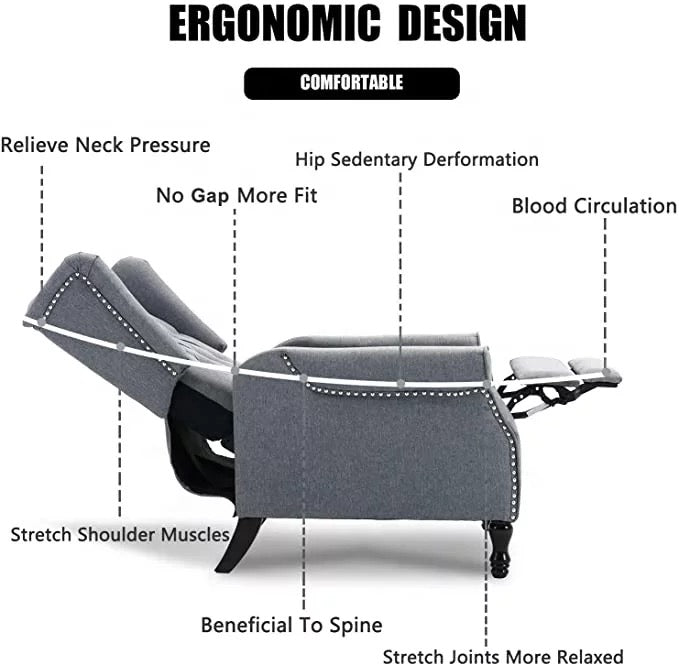 Elizabeth Tufted Fabric Chesterfield Armchair, Modern Recliner Sofa Chair