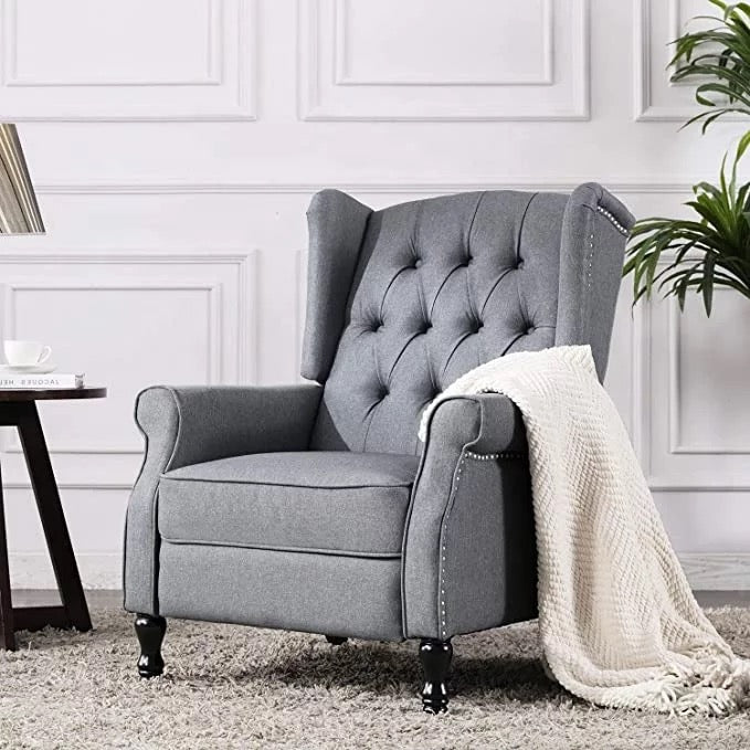 Elizabeth Tufted Fabric Chesterfield Armchair, Modern Recliner Sofa Chair