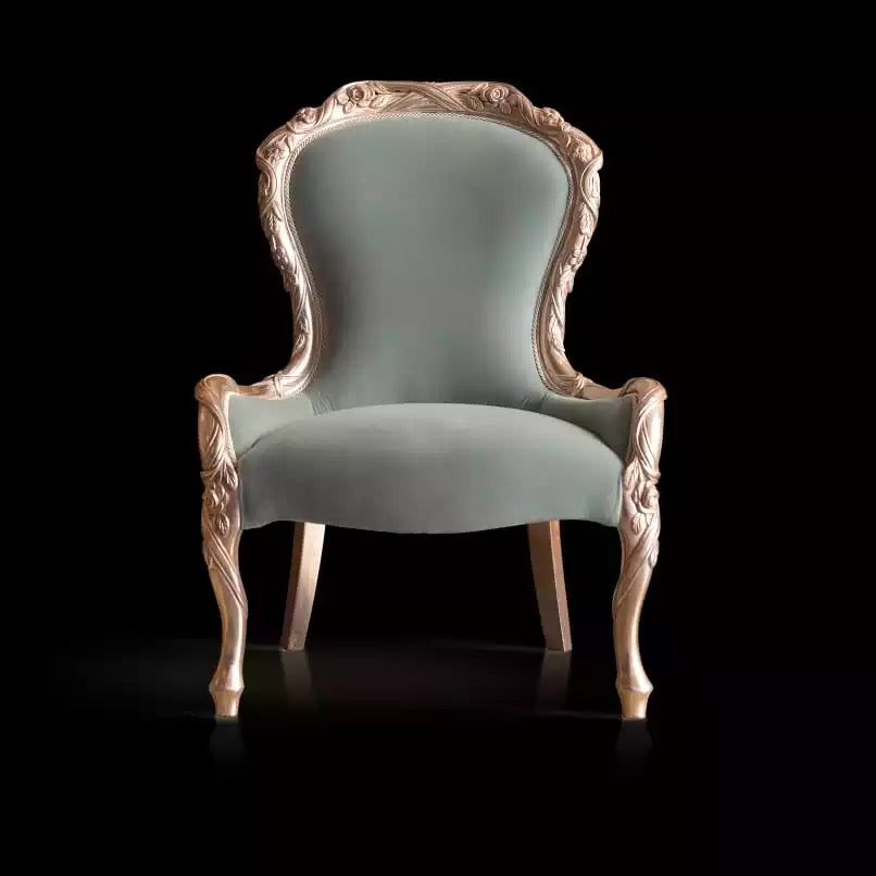 French Design Solid Wood Dining Chair - Velvet, European Style