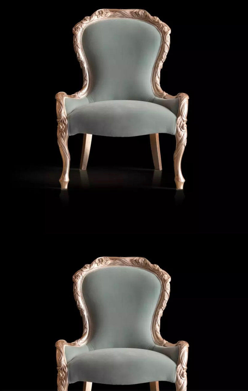 French Design Solid Wood Dining Chair - Velvet, European Style