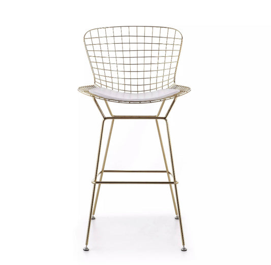 Modern Gold Bar Stool - PU Leather, Classic Dining Chair