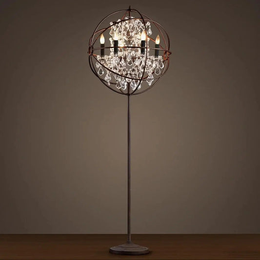 Table Lamps Luxury Rustic Global Ball Design Floor Crystal Lamp Brass Standard Lights