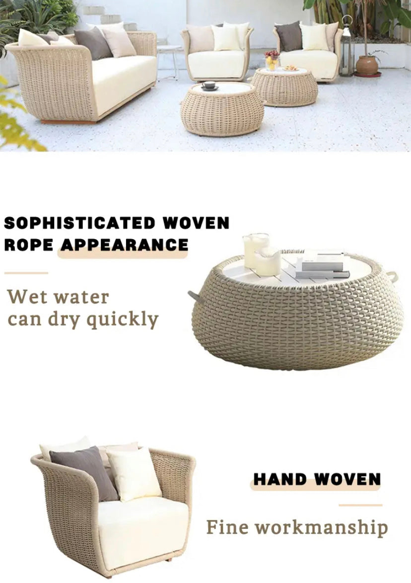 Outdoor Furniture Courtyard Villa Outdoor Garden Rattan Set Nordic Combination Rattan Design Furniture
