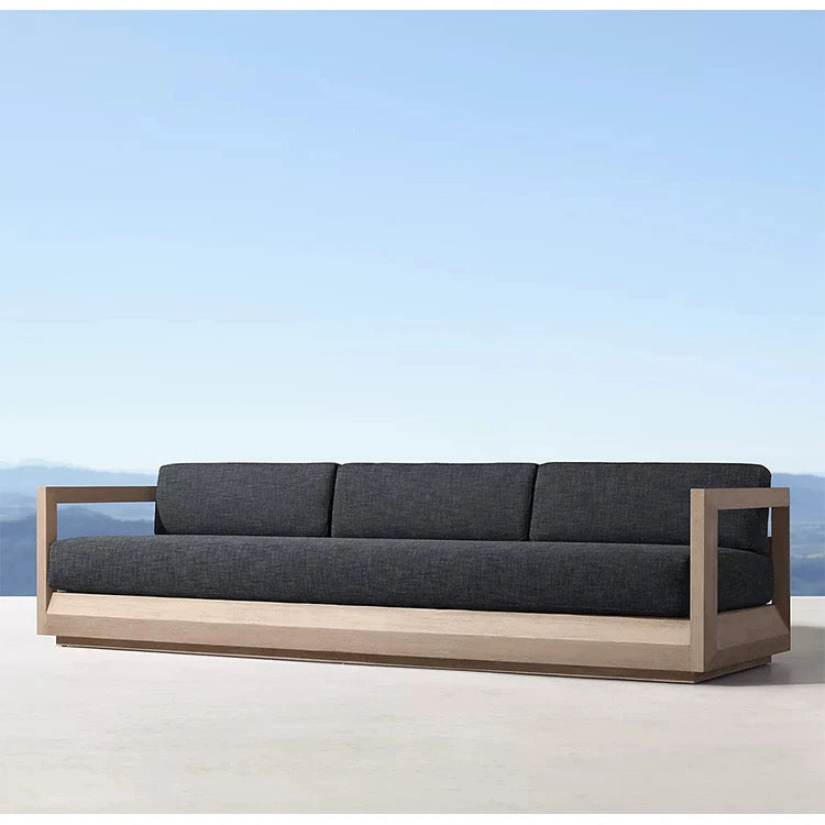 Outdoor Furniture Sets Garden High End All Weather Patio Teak Wooden Sectional Sofa With Fire Pit