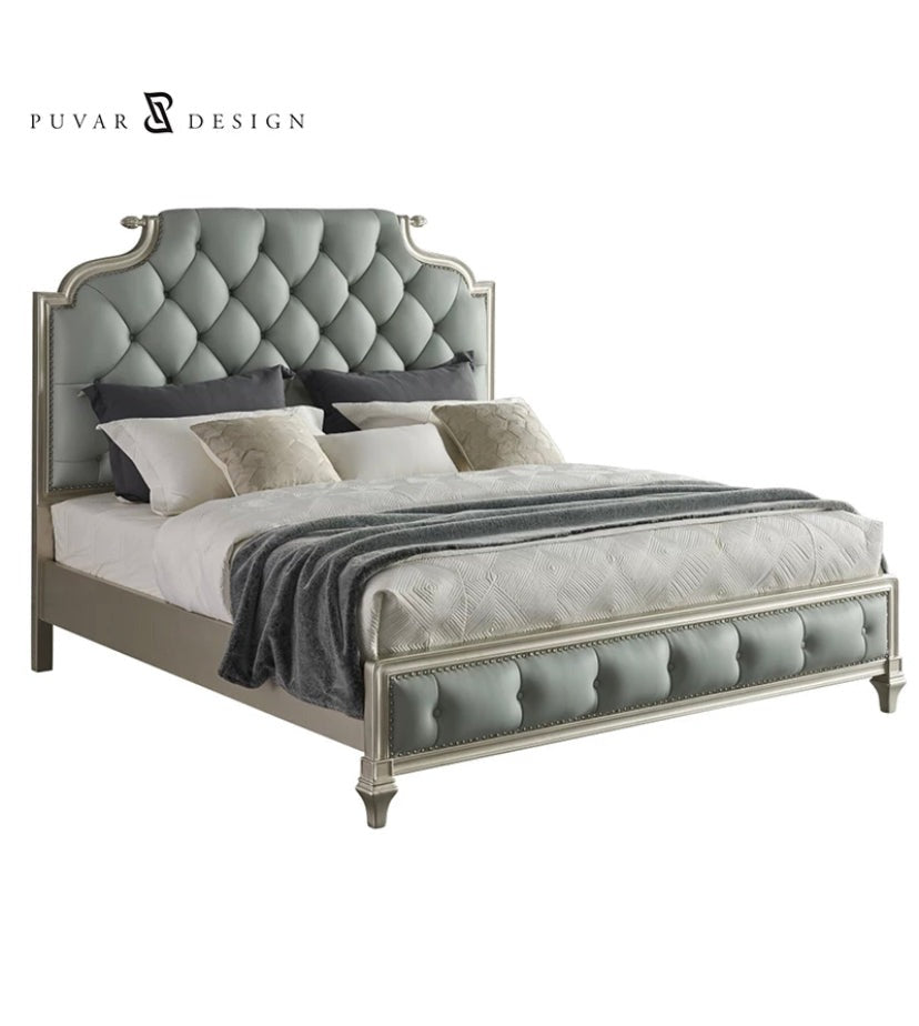Bedroom Furniture Sets Villa Luxury Furniture King Size Betten Master Bedroom Set Gold European Leather Bed