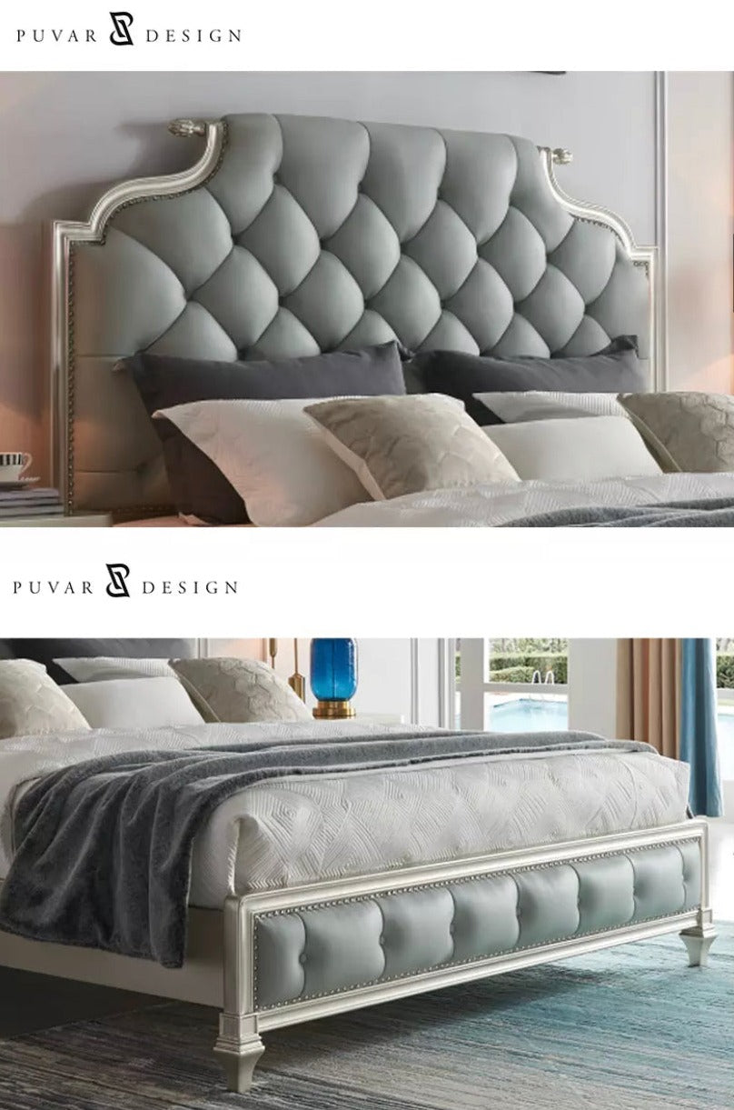 Bedroom Furniture Sets Villa Luxury Furniture King Size Betten Master Bedroom Set Gold European Leather Bed