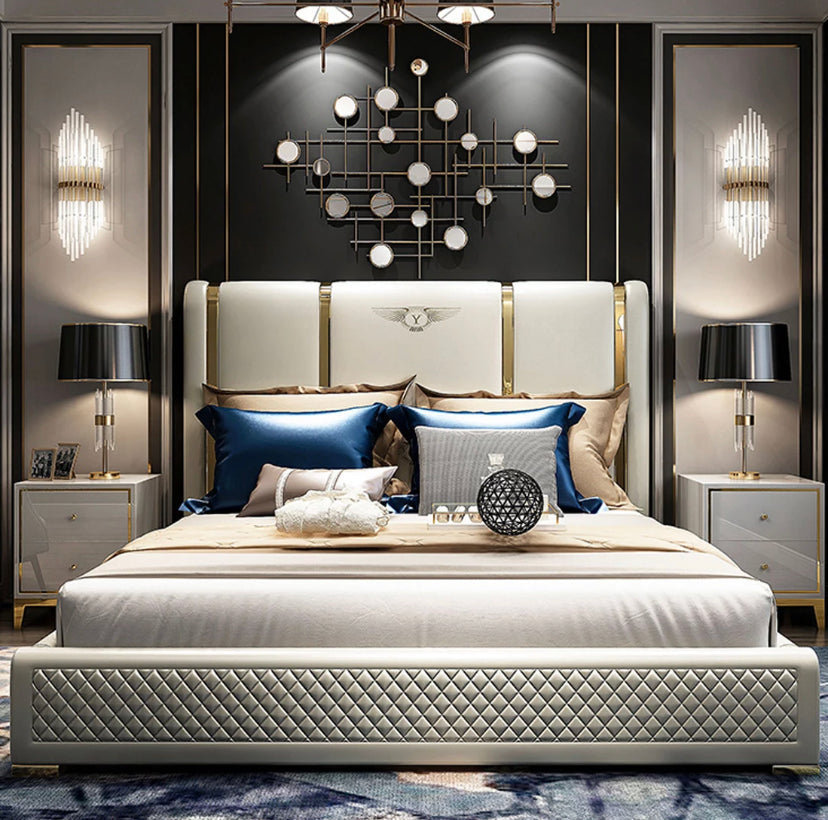 Double Beds White Modern Leather Metal Beds Bedroom Furniture Design Betten