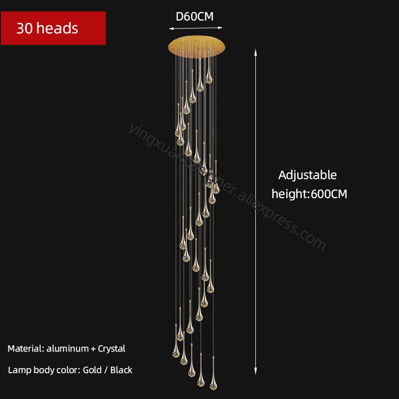 Lámpara de araña de cristal para sala de estar, lámpara de techo para apartamento, escalera, candelabros