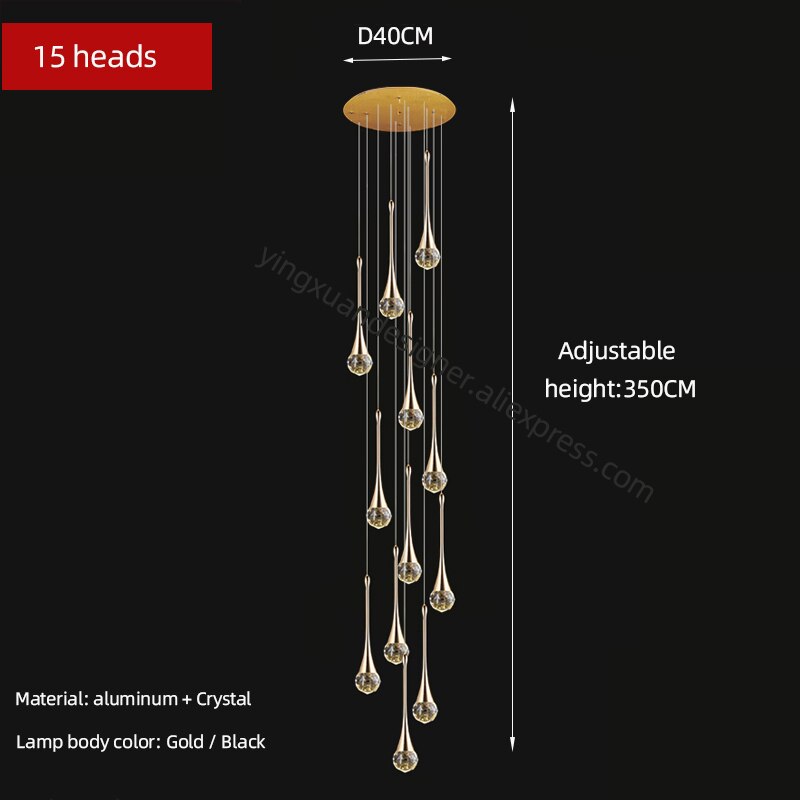 Lámpara de araña de cristal para sala de estar, lámpara de techo para apartamento, escalera, candelabros