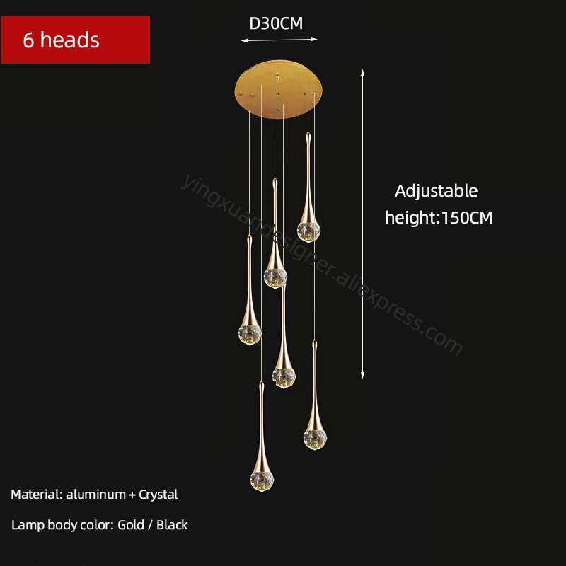 Lámpara de araña de cristal para sala de estar, lámpara de techo para apartamento, escalera, candelabros