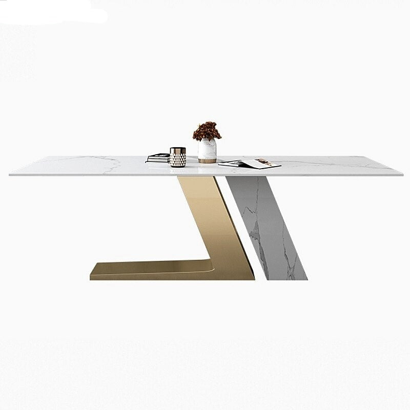 Dining Table Luxury Stainless Steel Table Titanium Seal Glaze Feet Base Esstisch