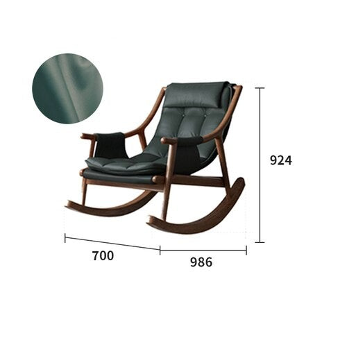 Rocking Chair Nordic Solid Wood Leather Schaukelstühle Single Designer Lounge Chair