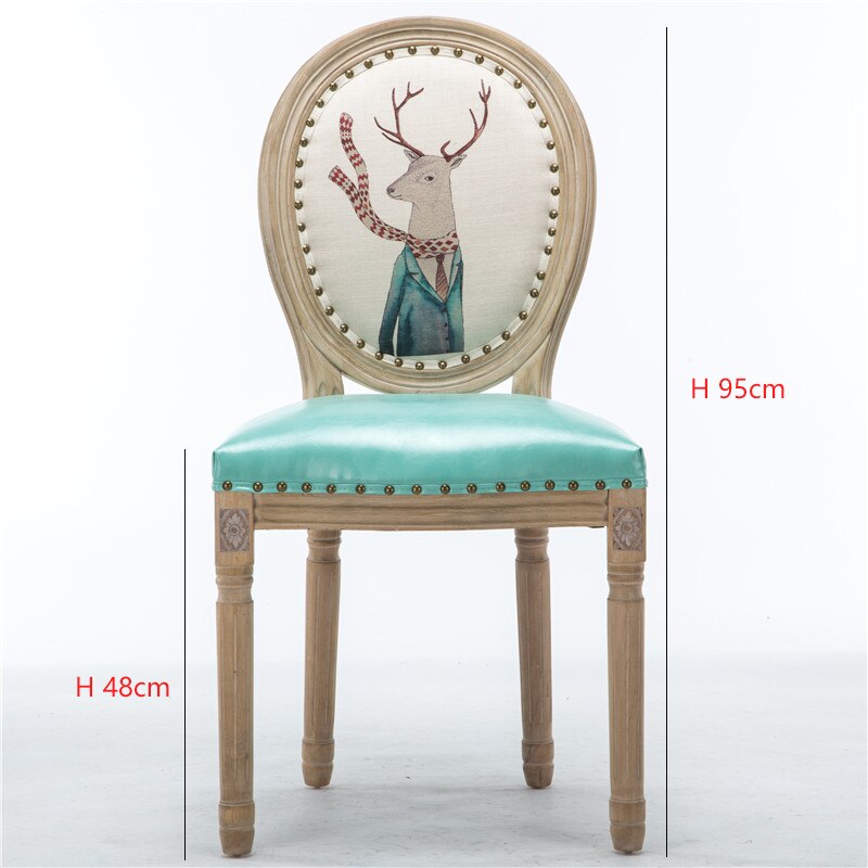 European Retro Solid Wood Dining Chair - Oak, Customizable