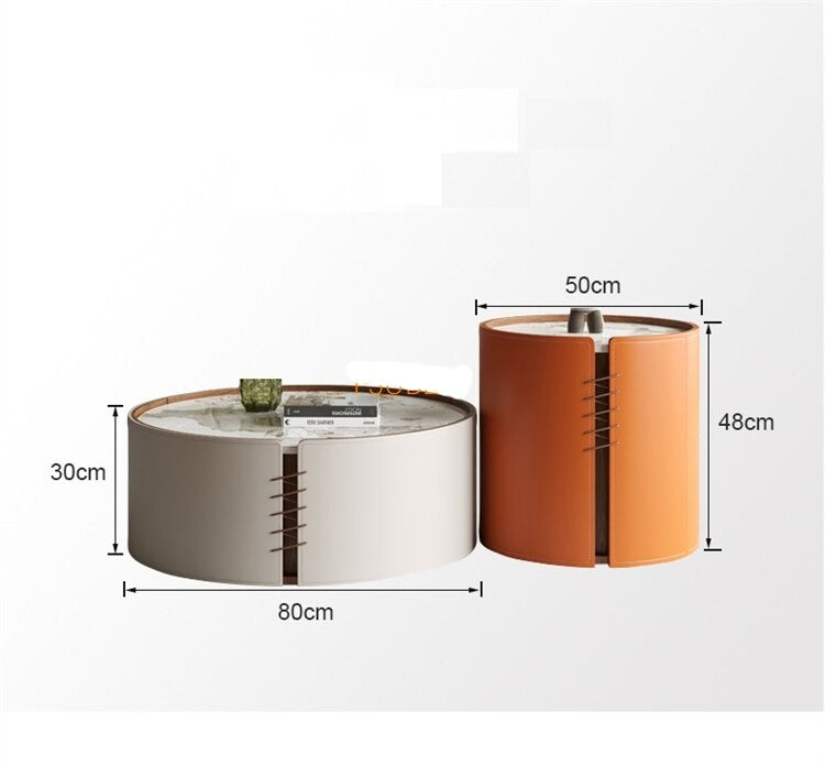 Coffee Table Set Luxury Furniture Rock Round Modern Glass Marble Couchtisch Set