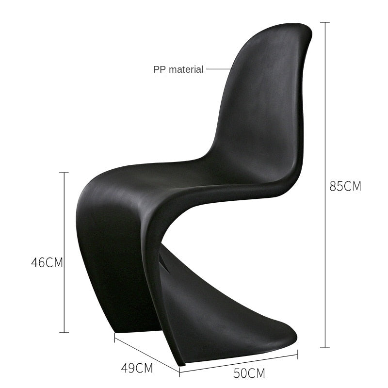 Pandong S-Type Dining Chair - Plastic, Stackable, Modern Design