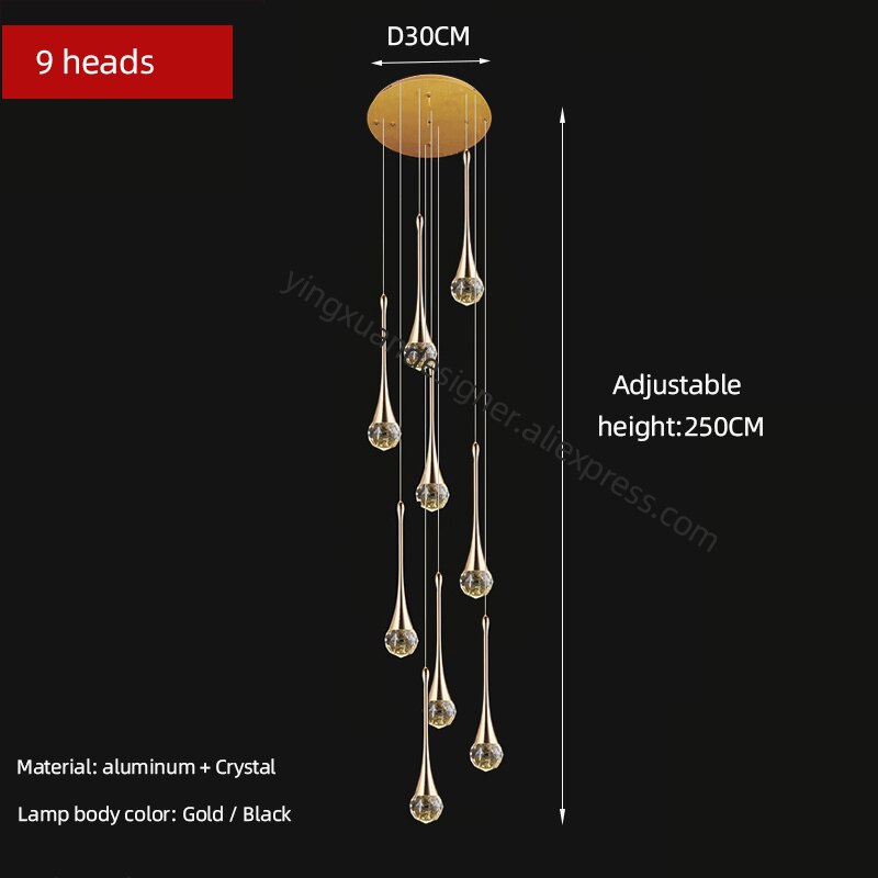Lámpara de araña de cristal para sala de estar, lámpara de techo para apartamento, escalera, candelabros