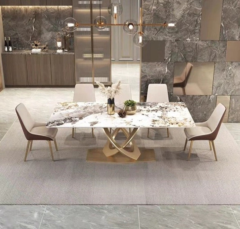 Dining Tables Sets New Rock Plate Slate Contemporary Gold Luxury Esstisch Set