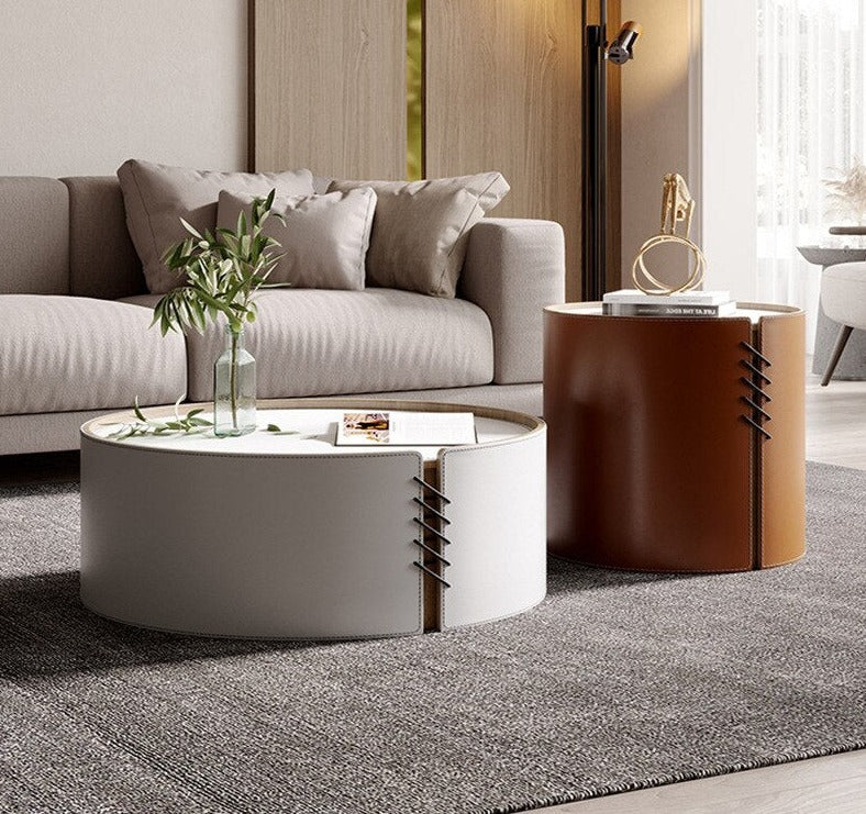 Coffee Table Set Luxury Furniture Rock Round Modern Glass Marble Couchtisch Set