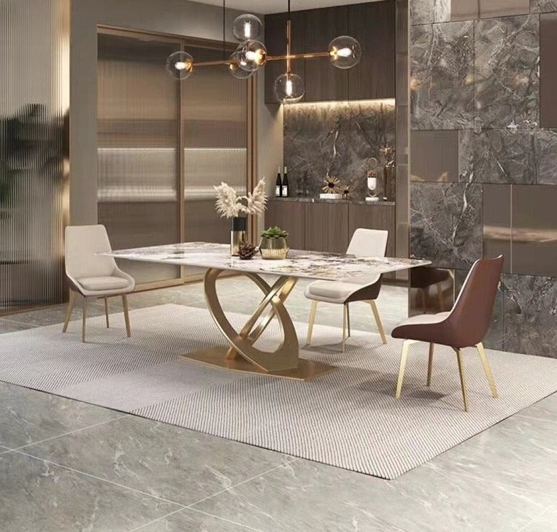 Dining Tables Sets New Rock Plate Slate Contemporary Gold Luxury Esstisch Set