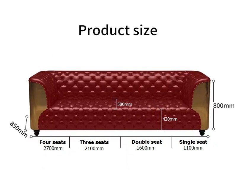 Chesterfield Sofa Set Genuine Buff Leather Living Room Aluminum Aviator Luxury Sofagarnituren