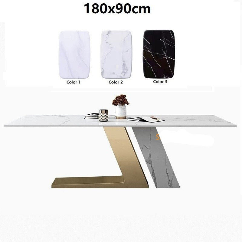 Dining Table Luxury Stainless Steel Table Titanium Seal Glaze Feet Base Esstisch