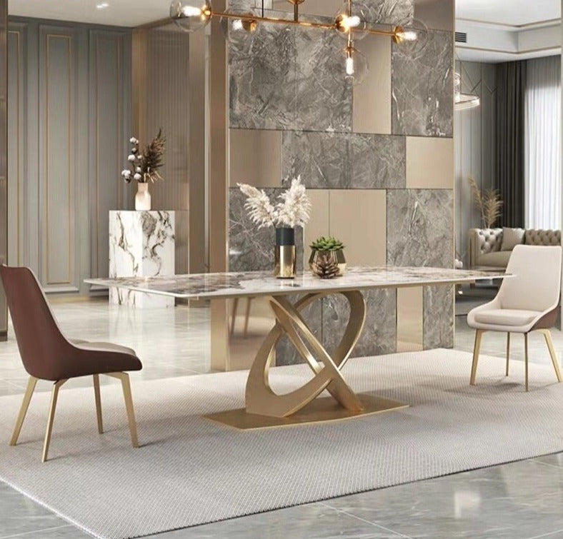 Dining Tables Sets New Rock Plate Slate Contemporary Gold Luxury Esstisch Set