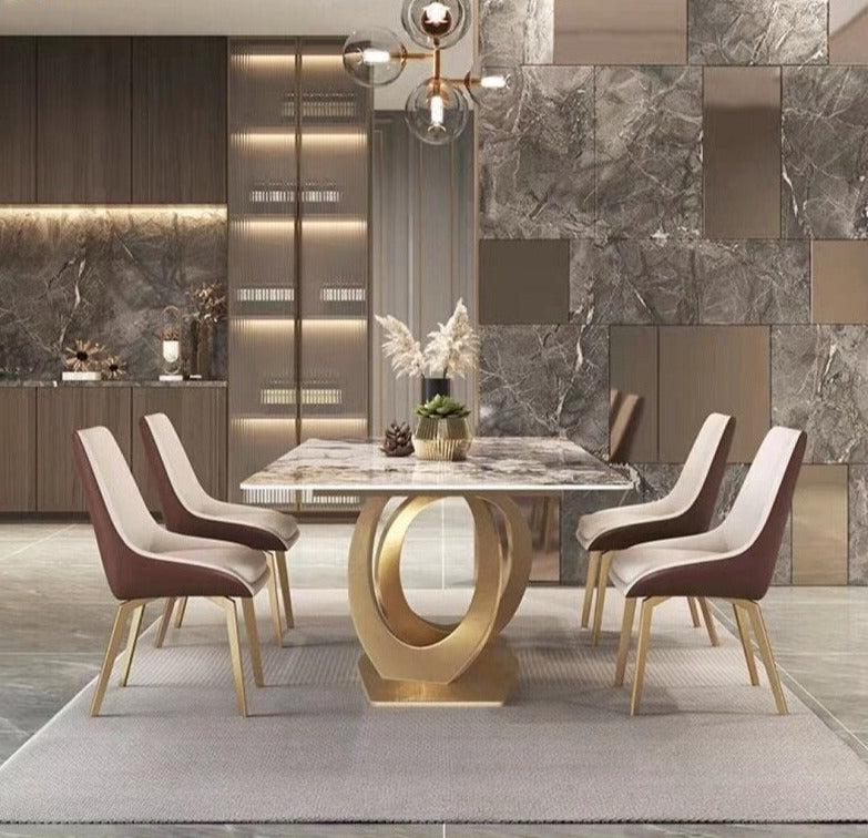 Dining Tables Sets New Rock Plate Slate Contemporary Gold Luxury Esstisch Set