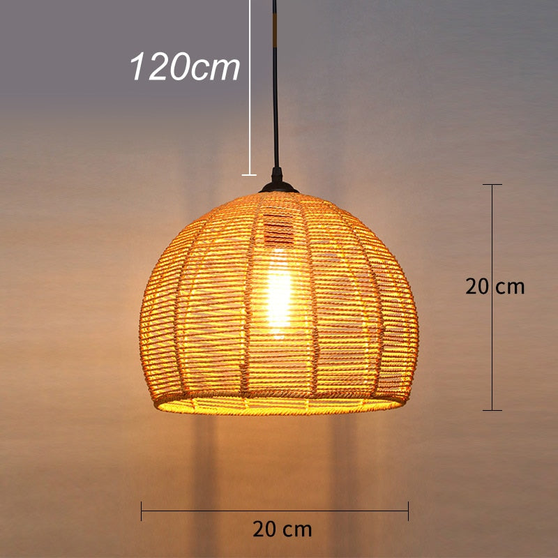 Pendant Light Spain Classical Sisal Rope E27 Hanging Light Retro Pendant Lights