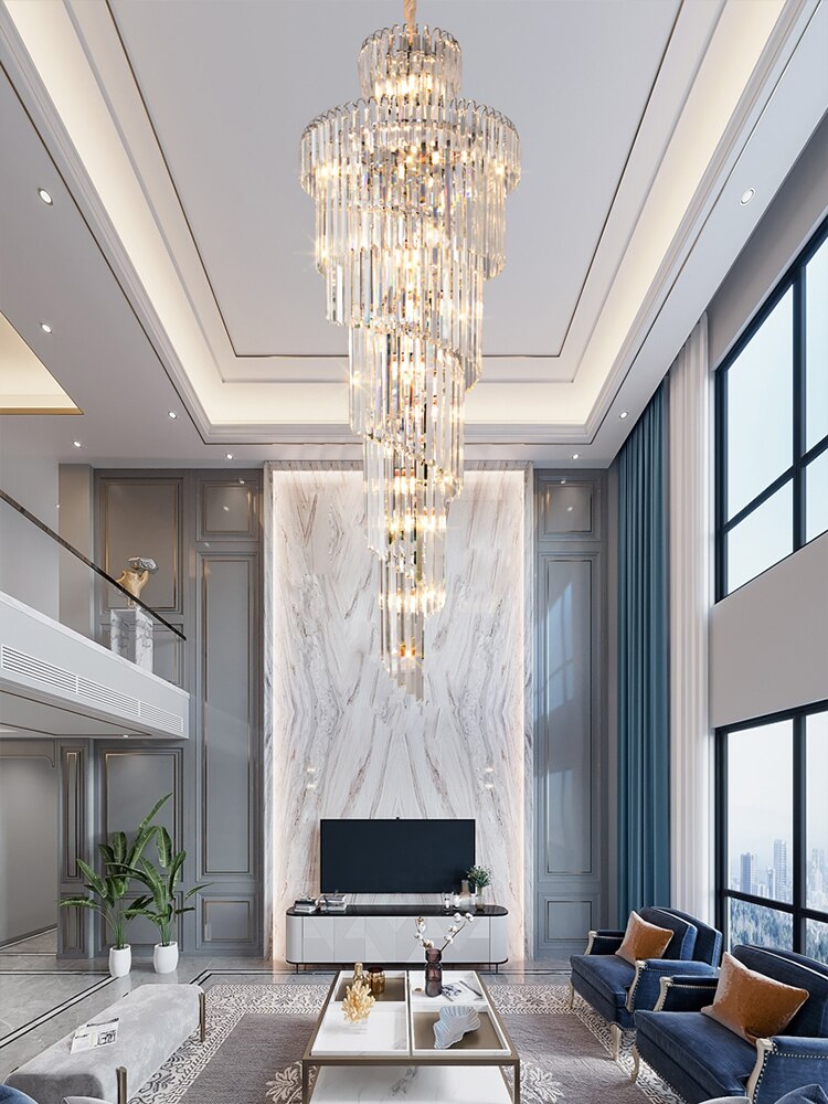 Chandelier Modern Loft Crystal Lamp Living Room Large Long Crystal Lights Chandeliers