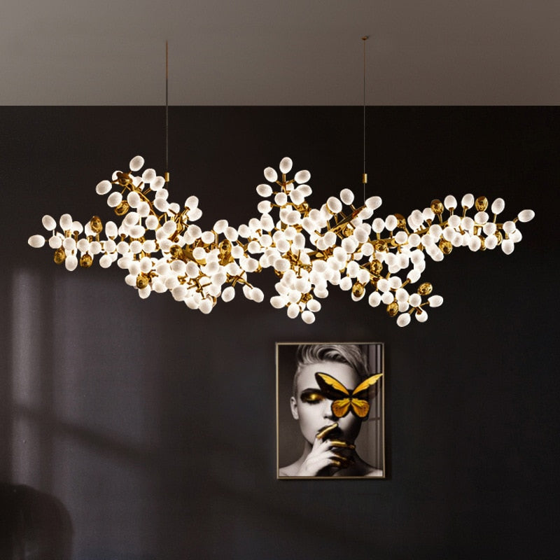 Chandelier Villa Living Room Crystal Lights Art Decoration Long Glass Ball Pendant Lights