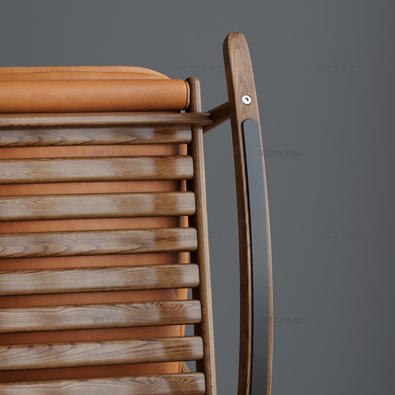 Rocking Chair Nordic Solid Wood Leather Schaukelstühle Single Designer Lounge Chair
