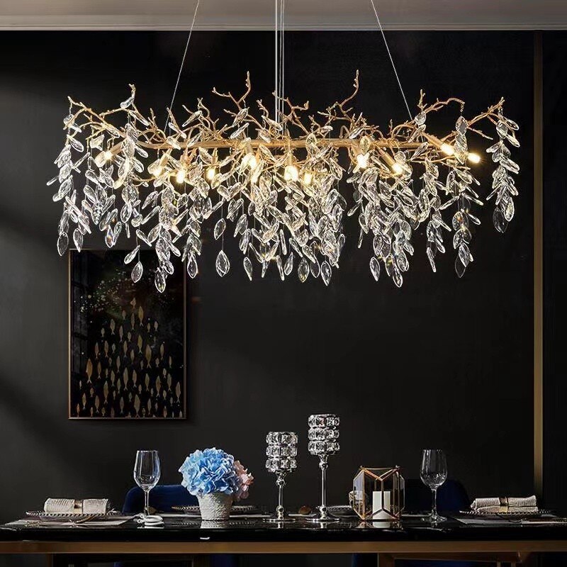 Chandelier Metal Hanging Lamp Hall Art Gold Nordic Crystal Lights Chandeliers