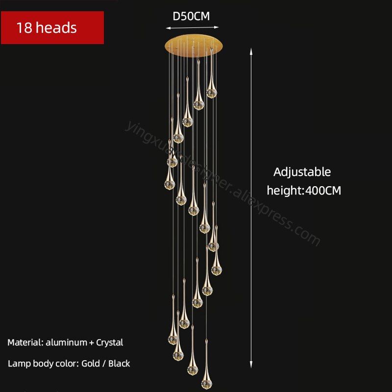Lámpara de araña de cristal para sala de estar, lámpara de techo para apartamento, escalera, candelabros