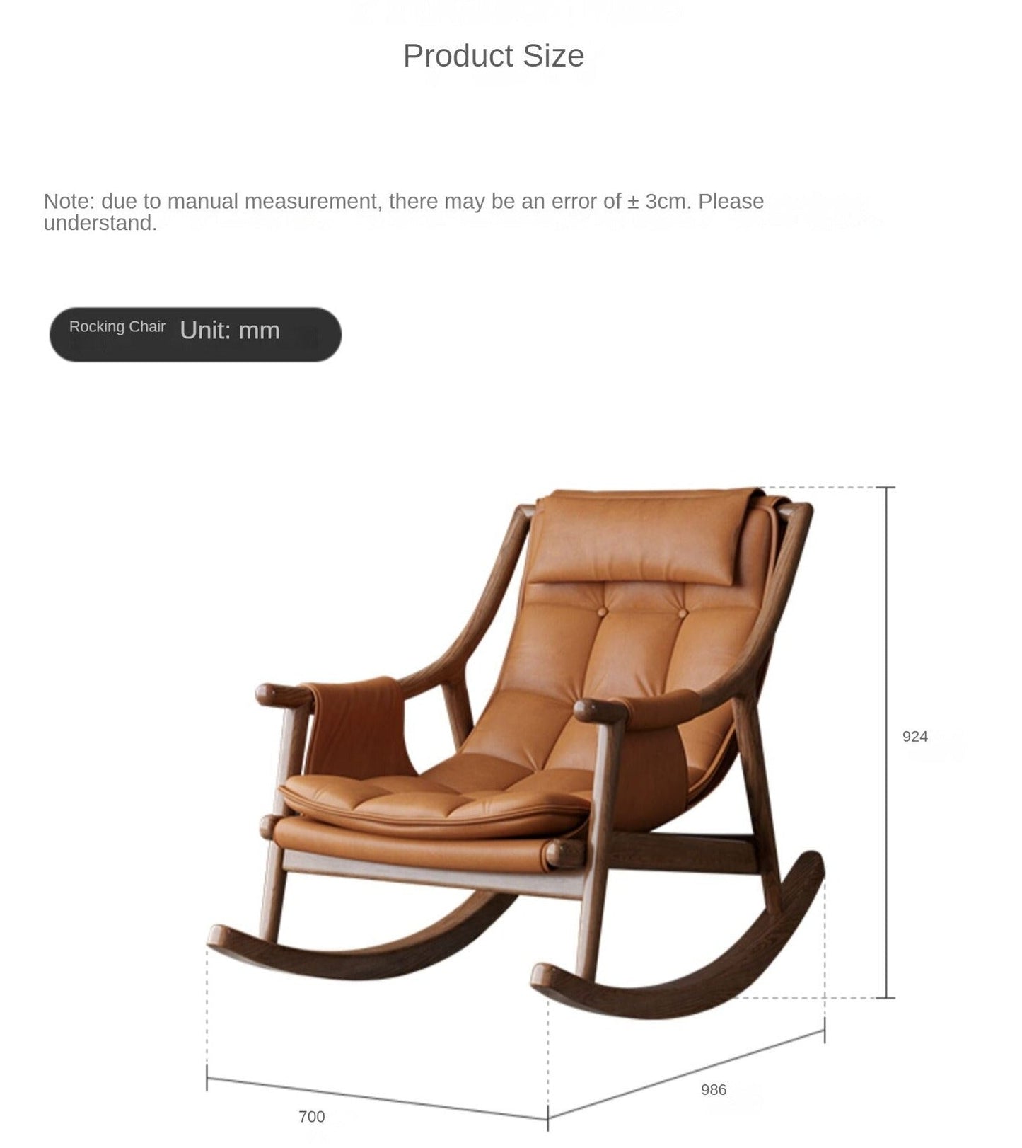 Rocking Chair Nordic Solid Wood Leather Schaukelstühle Single Designer Lounge Chair