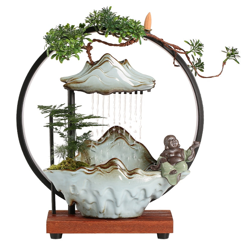 Incense Burner Holder Waterfall Reflux Smoke Ceramic Fountain Decoration