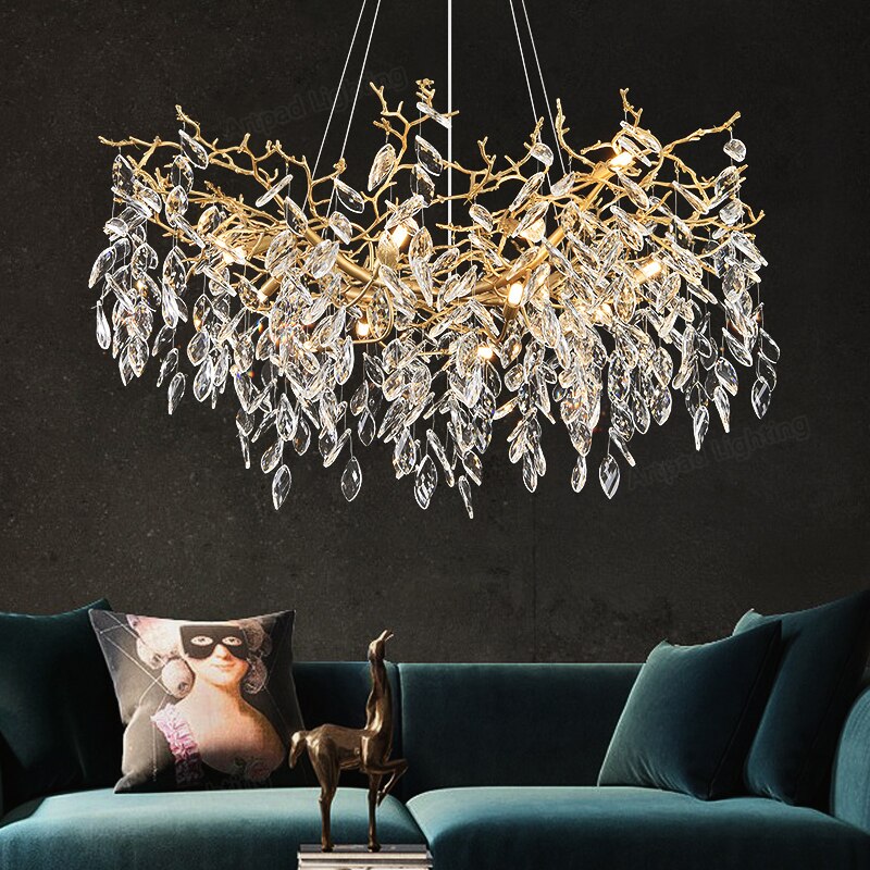 Chandelier Metal Hanging Lamp Hall Art Gold Nordic Crystal Lights Chandeliers