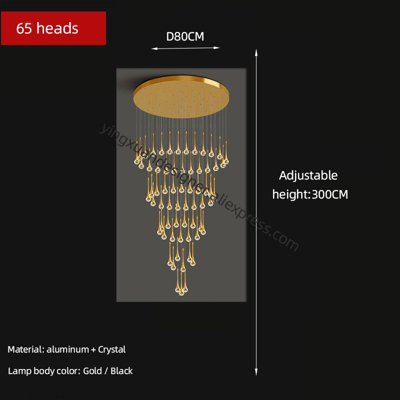 Lámpara de araña de cristal para sala de estar, lámpara de techo para apartamento, escalera, candelabros